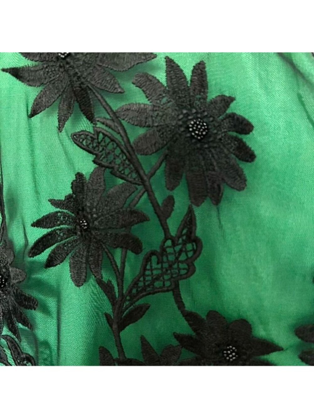 Anthropologie Womens Sz 0 Green Midi Skirt Black Tulle Whimsigoth Fairy Grunge - Picture 5 of 9